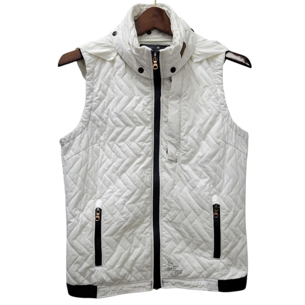 G-Star Raw Authentic Women's Quilted Full-Zip Hoodie Vest Size Medium